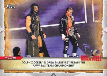 2020 Topps Road to WrestleMania #17 Dolph Ziggler & Drew McIntyre Retain the Raw Tag Team Championship Front