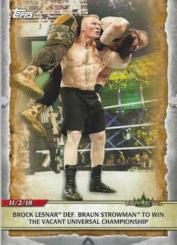 2020 Topps Road to WrestleMania #24 Brock Lesnar Def. Braun Strowman to Win the Vacant Universal Championship Front