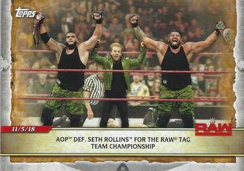 2020 Topps Road to WrestleMania #27 AOP Def. Seth Rollins for the Raw Tag Team Championship Front