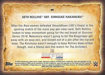 2020 Topps Road to WrestleMania #28 Seth Rollins Def. Shinsuke Nakamura Back