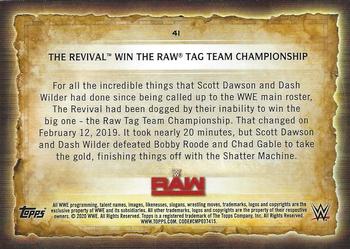 2020 Topps Road to WrestleMania #41 The Revival Win the Raw Tag Team Championship Back