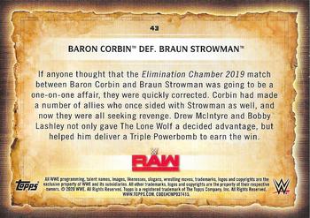 2020 Topps Road to WrestleMania #43 Baron Corbin Def. Braun Strowman Back