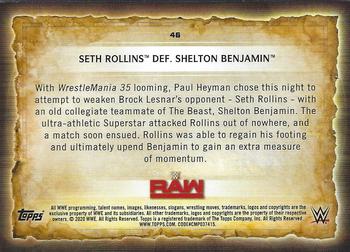 2020 Topps Road to WrestleMania #46 Seth Rollins Def. Shelton Benjamin Back
