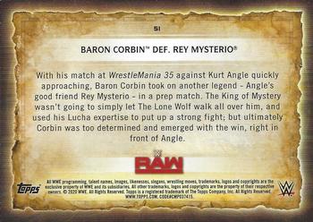 2020 Topps Road to WrestleMania #51 Baron Corbin Def. Rey Mysterio Back