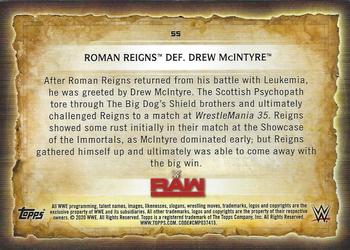 2020 Topps Road to WrestleMania #55 Roman Reigns Def. Drew McIntyre Back
