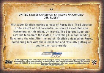 2020 Topps Road to WrestleMania #63 United States Champion Shinsuke Nakamura Def. Rusev Back