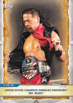 2020 Topps Road to WrestleMania #63 United States Champion Shinsuke Nakamura Def. Rusev Front