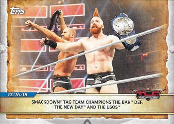 2020 Topps Road to WrestleMania #74 Smackdown Tag Team Champions The Bar Def. The New Day and The Usos Front