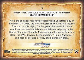 2020 Topps Road to WrestleMania #77 Rusev Def. Shinsuke Nakamura for the United States Championship Back