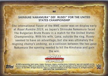 2020 Topps Road to WrestleMania #82 Shinsuke Nakamura Def. Rusev for the United States Championship Back