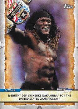 2020 Topps Road to WrestleMania #85 R-Truth Def. Shinsuke Nakamura for the United States Championship Front