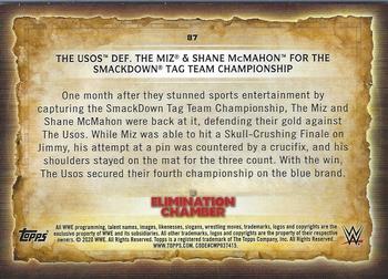 2020 Topps Road to WrestleMania #87 The Usos Def. The Miz & Shane McMahon for the SmackDown Tag Team Championship Back
