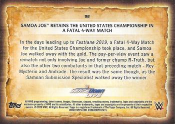 2020 Topps Road to WrestleMania #92 Samoa Joe Retains the United States Championship in a Fatal 4-Way Match Back