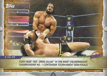 2020 Topps Road to WrestleMania #12 Tony Nese Def. Drew Gulak in the WWE Cruiserweight Championship No. 1 Contender Tournament Semi-Finals Front