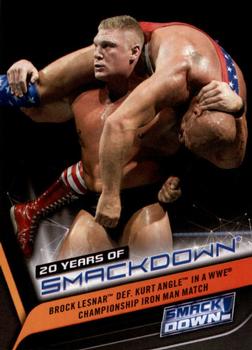 2019 Topps WWE SmackDown Live - 20 Years of SmackDown #SD-13 Brock Lesnar def. Kurt Angle in a WWE Championship Iron Man Match Front