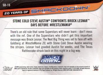 2019 Topps WWE SmackDown Live - 20 Years of SmackDown #SD-15 Stone Cold Steve Austin Confronts Brock Lesnar Days Before Wrestlemania Back