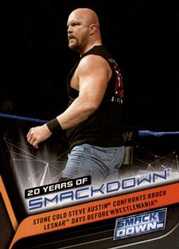 2019 Topps WWE SmackDown Live - 20 Years of SmackDown #SD-15 Stone Cold Steve Austin Confronts Brock Lesnar Days Before Wrestlemania Front