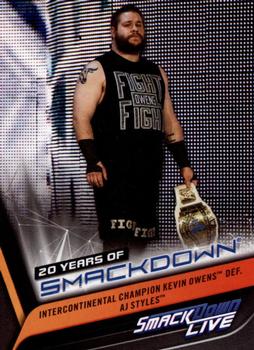 2019 Topps WWE SmackDown Live - 20 Years of SmackDown #SD-35 Intercontinental Champion Kevin Owens def. AJ Styles Front
