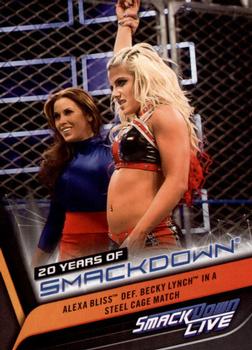2019 Topps WWE SmackDown Live - 20 Years of SmackDown #SD-37 Alexa Bliss def. Becky Lynch in a Steel Cage Match Front