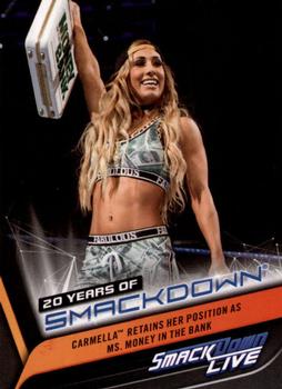 2019 Topps WWE SmackDown Live - 20 Years of SmackDown #SD-40 Carmella Retains Her Position as Ms. Money in the Bank Front