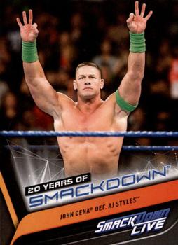 2019 Topps WWE SmackDown Live - 20 Years of SmackDown #SD-44 John Cena def. AJ Styles Front