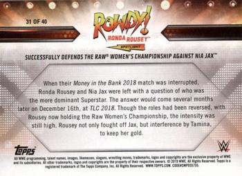 2019 Topps WWE SmackDown Live - Rowdy Ronda Rousey Spotlight (Part 4) #31 Successfully Defends the Raw Women's Championship Against Nia Jax Back