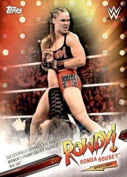 2019 Topps WWE SmackDown Live - Rowdy Ronda Rousey Spotlight (Part 4) #31 Successfully Defends the Raw Women's Championship Against Nia Jax Front