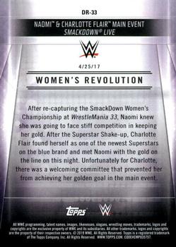 2019 Topps WWE SmackDown Live - Women's Revolution #DR-33 Naomi & Charlotte Flair Main Event Smackdown Live Back