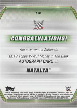 2019 Topps WWE Money in the Bank - Autographs Green #A-NT Natalya Back