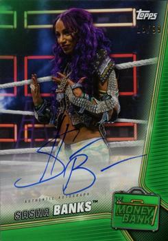 2019 Topps WWE Money in the Bank - Autographs Green #A-SB Sasha Banks Front