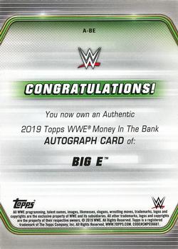 2019 Topps WWE Money in the Bank - Autographs Blue #A-BE Big E Back