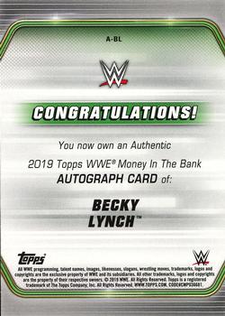 2019 Topps WWE Money in the Bank - Autographs Blue #A-BL Becky Lynch Back