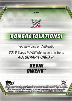 2019 Topps WWE Money in the Bank - Autographs Blue #A-KO Kevin Owens Back