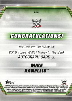 2019 Topps WWE Money in the Bank - Autographs Blue #A-MI Mike Kanellis Back