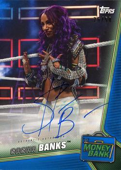 2019 Topps WWE Money in the Bank - Autographs Blue #A-SB Sasha Banks Front