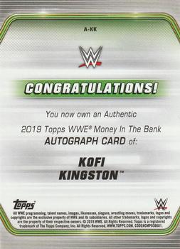 2019 Topps WWE Money in the Bank - Autographs Purple #A-KK Kofi Kingston Back