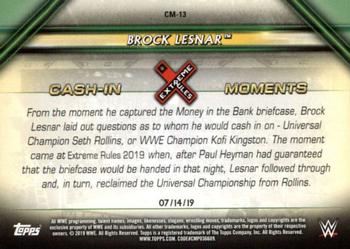 2019 Topps WWE Money in the Bank - Cash-In Moments #CM-13 Brock Lesnar Back