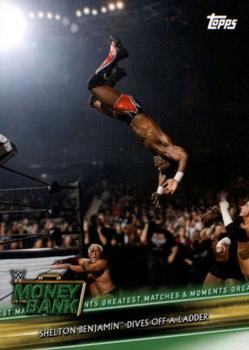 2019 Topps WWE Money in the Bank - Greatest Matches & Moments #GMM-1 Shelton Benjamin Dives Off a Ladder Front