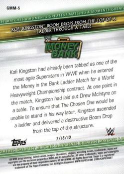 2019 Topps WWE Money in the Bank - Greatest Matches & Moments #GMM-5 Kofi Kingston Boom Drops from the Top of a Ladder Through a Table Back