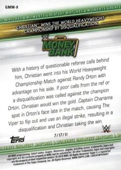 2019 Topps WWE Money in the Bank - Greatest Matches & Moments #GMM-8 Christian Wins the World Heavyweight Championship by Disqualification Back