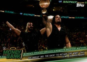2019 Topps WWE Money in the Bank - Greatest Matches & Moments #GMM-10 The Shield def. The Usos to Retain the WWE Tag Team Championship Front