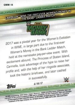 2019 Topps WWE Money in the Bank - Greatest Matches & Moments #GMM-18 Carmella Wins the First-Ever Women's Money in the Bank Ladder Match Back