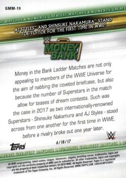2019 Topps WWE Money in the Bank - Greatest Matches & Moments #GMM-19 AJ Styles and Shinsuke Nakamura Stand Toe-to-Toe for the First Time in WWE Back