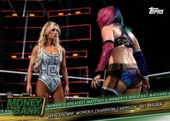 2019 Topps WWE Money in the Bank - Greatest Matches & Moments #GMM-20 Smackdown Women's Champion Carmella def. Asuka Front