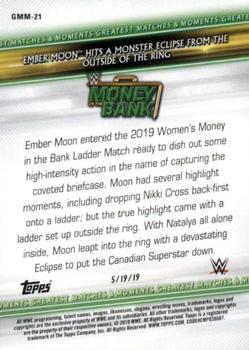 2019 Topps WWE Money in the Bank - Greatest Matches & Moments #GMM-21 Ember Moon Hits a Monster Eclipse from the Outside of the Ring Back
