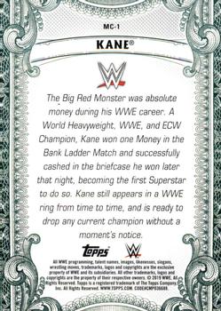 2019 Topps WWE Money in the Bank - Money Cards #MC-1 Kane Back