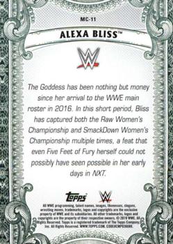 2019 Topps WWE Money in the Bank - Money Cards #MC-11 Alexa Bliss Back