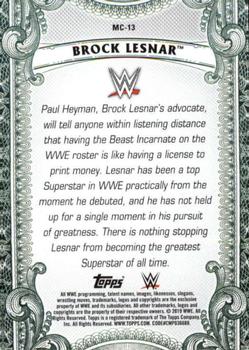 2019 Topps WWE Money in the Bank - Money Cards #MC-13 Brock Lesnar Back