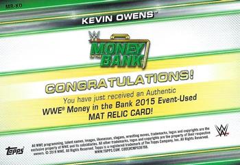 2019 Topps WWE Money in the Bank - Superstar Mat Relics Green #MR-KO Kevin Owens Back