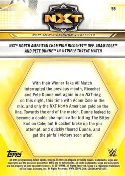 2019 Topps WWE NXT - Bronze #55 Ricochet / Adam Cole / Pete Dunne Back